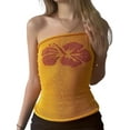 thumbnail image 1 of Women'S Floral Print Strapless Tube Top Y2k Summer Knitted Bandeau Crop Tops Gold L, 1 of 3