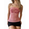 thumbnail image 1 of Women'S Floral Print Strapless Tube Top Y2k Summer Knitted Bandeau Crop Tops Pink M, 1 of 5