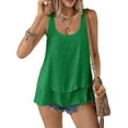 thumbnail image 1 of Women'S Flowy Layered Tank Top Scoop Neck Sleeveless Blouses Shirts Casual Vacation Tops Green XL, 1 of 7