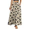 thumbnail image 1 of Women'S Flowy Maxi Skirt Summer Pleated High Waisted Casual Long Skirts with Pockets Leaf Flower XL, 1 of 8