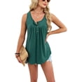 thumbnail image 1 of Women'S Flowy Tank Tops Summer Sleeveless Loose Fit Pleated Tunic Shirts Dark Green S, 1 of 9