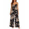 thumbnail image 1 of Women'S Flowy Wide Leg Jumpsuit Dark Floral Summer Beach Casual Sleeveless Rompers With Pockets, 1 of 7