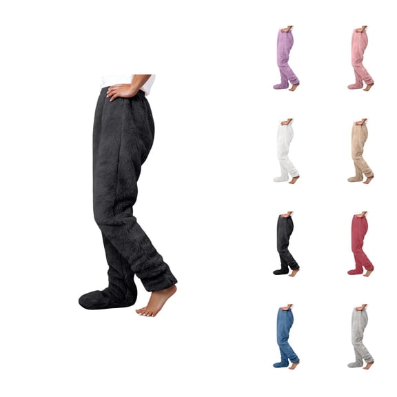 Women'S Footed Pajama Pants 2026 Winter Thermal Comfort Fleece Pj Pants Lounge Bottoms Sleepwear