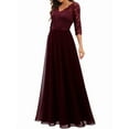 thumbnail image 1 of Women'S Formal Dress Mother of the Bride Dress 3/4 Sleeve Wedding Guest Dress Maxi Evening Gown Wine Red XL, 1 of 4
