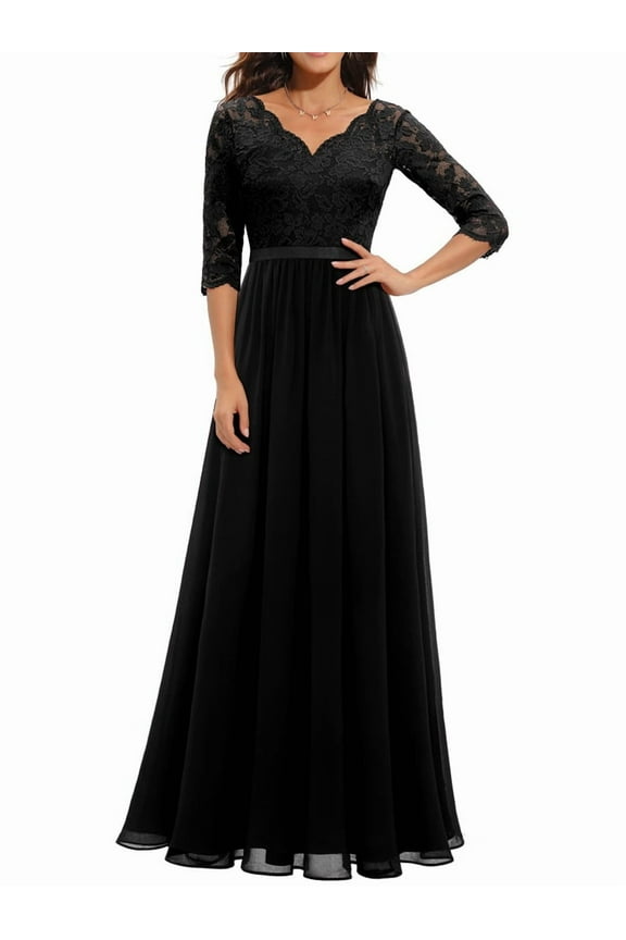 Women'S Formal Dress Mother of the Bride Dress 3/4 Sleeve Wedding Guest Dress Maxi Evening Gown