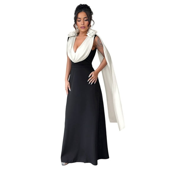 Women'S Formal Dresses - Ball Gowns V Neck Evening Gowns Cocktail Gowns Wedding Guest Gowns Black S