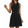 thumbnail image 1 of Women'S Formal Work Mini Dress Casual Summer Sleeveless Elegant Button Bussiness Office Outfits Black XXL, 1 of 6