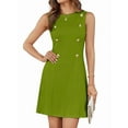 thumbnail image 1 of Women'S Formal Work Mini Dress Casual Summer Sleeveless Elegant Button Bussiness Office Outfits Green XL, 1 of 6