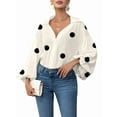 thumbnail image 1 of Women'S French Polka Dot Half-Open Collar Loose Bubble Long Sleeve Top  XXL, 1 of 6