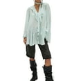thumbnail image 1 of Women'S French Temperament Lace Ruffled V-Neck Top Spring and Summer Fashion Cardigan with Scarf Light Green L, 1 of 8