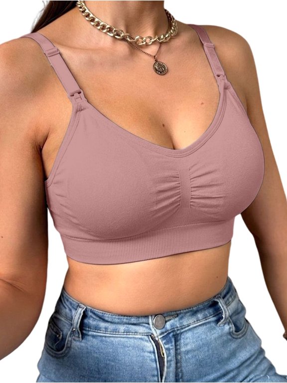 Women'S Front Rupled Clip Down Back Hook Maternity Wireless Feeding Bra 076B XXL