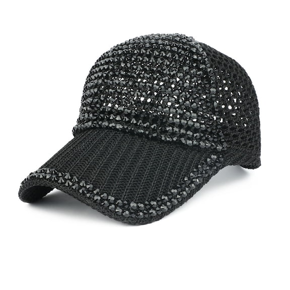Women'S Full Sparkle Rhinestone Gem Bling Baseball Cap,Adjustable Snapback Structured Baseball Caps For Women Men Dad Trucker Hat Sparkle Bling Bun Ponytail Sun Hat For Party, Outdoor Activities