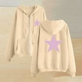 thumbnail image 1 of Women'S Full Zip Up Hoodie Long Sleeved Top Stars Printd Drawstring Hooded Sweatshirts Pockets Jacket Coat With Pockets Khaki M, 1 of 3