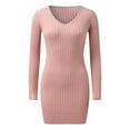 thumbnail image 1 of Women'S Furry Crewneck Oversized Loose Long Pullover Sweater Dress Casual Dresses For Women Pink,S, 1 of 5