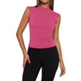 thumbnail image 1 of Women'S Going Out Basic Tank Tops Mock Neck Spring Clothes Sleeveless Cute Shirts Summer Y2K Outfits Rose Red XXL, 1 of 6