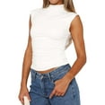 thumbnail image 1 of Women'S Going Out Basic Tank Tops Mock Neck Spring Clothes Sleeveless Cute Shirts Summer Y2K Outfits White M, 1 of 6
