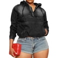 thumbnail image 1 of Women'S Half Zip Denim Hoodie Pullover Jackets Jean Tops Red XXXL, 1 of 6