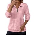 thumbnail image 1 of Women'S Half Zip Quilted Pullover Sweatshirts Crew Neck Long Sleeve Textured Coat Solid Casual Fashion Fall Winter Tops, 1 of 6