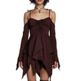 thumbnail image 1 of Women'S Halloween Costumes Off-Shoulder Butterfly Fairy Cosplay Party Handkerchief Flowy Midi Dress Chocolate Color M, 1 of 8