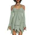 thumbnail image 1 of Women'S Halloween Costumes Off-Shoulder Butterfly Fairy Cosplay Party Handkerchief Flowy Midi Dress Mint Green L, 1 of 9