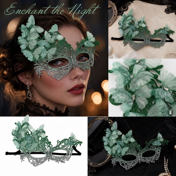 Women’S Halloween Gradient Green Lace Phoenix Eye Mask, Masquerade Mask for Women, Vintage Masquerade Masks, Mask for Masquerade Party, 11X7 Inch Lightweight Styled Partywear,