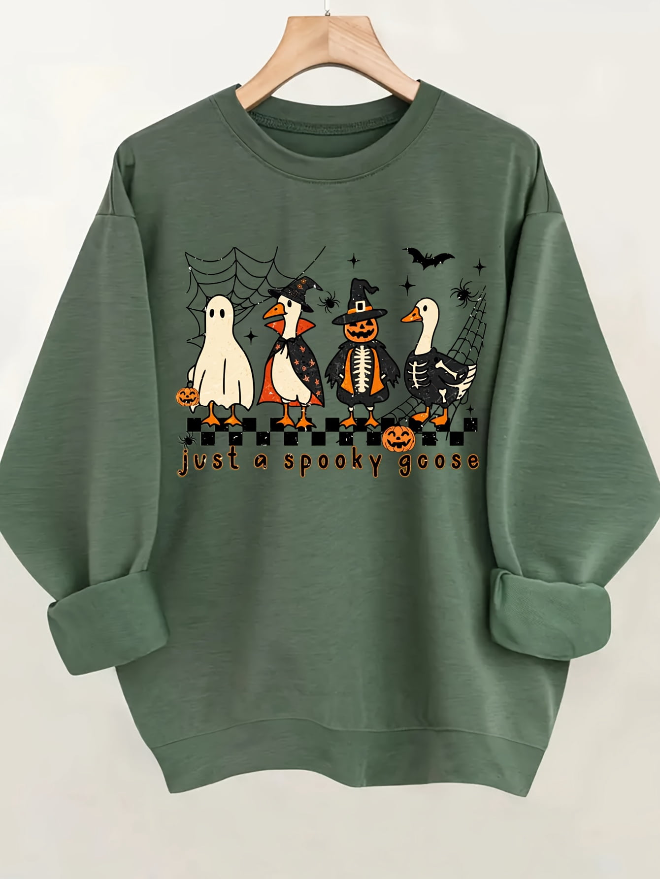 Kinga Womens Halloween Sweatshirt With Spooky Dog Print Comfortable And Sustainable
