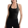 thumbnail image 1 of Women'S Halter Crop Top V Neck Workout Going Out Tank Top Sleeveless Backless Trendy Summer Camisole Black XL, 1 of 6