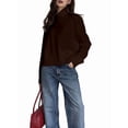 thumbnail image 1 of Women'S High Collar Sweater Chunky Long Sleeve Knitted Pullover Trendy Fall Winter Basic Jumper Top Brown L, 1 of 8