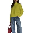 thumbnail image 1 of Women'S High Collar Sweater Chunky Long Sleeve Knitted Pullover Trendy Fall Winter Basic Jumper Top Green L, 1 of 5
