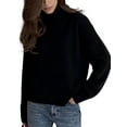 thumbnail image 1 of Women'S High Collar Sweater Chunky Long Sleeve Knitted Pullover Trendy Fall Winter Basic Jumper Top, 1 of 6