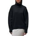 thumbnail image 1 of Women'S High Neck Sweaters Loose Fit Fall Winter Pullover Jumper Tops Black L, 1 of 6