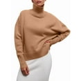 thumbnail image 1 of Women'S High Neck Sweaters Loose Fit Fall Winter Pullover Jumper Tops Camel S, 1 of 6