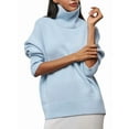 thumbnail image 1 of Women'S High Neck Sweaters Loose Fit Fall Winter Pullover Jumper Tops Light Blue L, 1 of 8