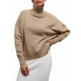thumbnail image 1 of Women'S High Neck Sweaters Loose Fit Fall Winter Pullover Jumper Tops Shallow Khaki M, 1 of 6