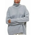 thumbnail image 1 of Women'S High Neck Sweaters Loose Fit Fall Winter Pullover Jumper Tops Silver Grey S, 1 of 9