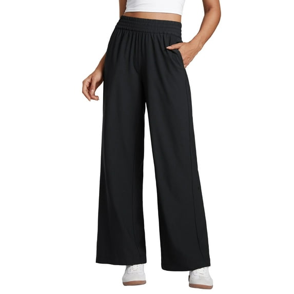 Women'S High Waist Comfortable Casual Sports Jogging Wide Leg Loose Pocket Pants Black XL