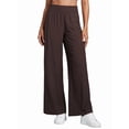 thumbnail image 1 of Women'S High Waist Comfortable Casual Sports Jogging Wide Leg Loose Pocket Pants Dark Brown XL, 1 of 6