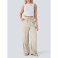 thumbnail image 1 of Women'S High Waist Drawstring Wide Leg Linen Blend Casual Pants with Pockets Color L, 1 of 8