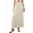 thumbnail image 1 of Women'S High Waist Flowing Pleated Patchwork Skirt Chiffon Hem A-Line Casual Maxi Skirt White M, 1 of 9