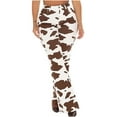thumbnail image 1 of Women'S High Waist Jeans Classic Skinny Cow Brown Printed Wide Leg Denim Pants Brown L, 1 of 7