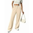 thumbnail image 1 of Women'S High Waist Loose Casual Drawstring Sweatpants Wide Leg Track Pants Fitness Pants with Pockets Beige L, 1 of 7