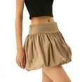 thumbnail image 1 of Women'S High Waist Ruffle Hem Bubble Mini Skirt A Line Flared Cute Skirts Streetwear Camel XL, 1 of 7