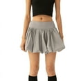 thumbnail image 1 of Women'S High Waist Ruffle Hem Bubble Mini Skirt A Line Flared Cute Skirts Streetwear Grey L, 1 of 8