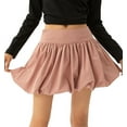 thumbnail image 1 of Women'S High Waist Ruffle Hem Bubble Mini Skirt A Line Flared Cute Skirts Streetwear Pink M, 1 of 8