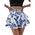 thumbnail image 1 of Women'S High Waist Ruffle Mini Shorts Cute Tiered Short Shorts with Shorts Underneath Blue S, 1 of 6