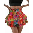 thumbnail image 1 of Women'S High Waist Ruffle Mini Shorts Cute Tiered Short Shorts with Shorts Underneath Red XL, 1 of 7