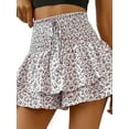 thumbnail image 1 of Women'S High Waist Ruffle Mini Shorts Cute Tiered Short Shorts with Shorts Underneath White XXL, 1 of 5