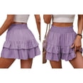 thumbnail image 1 of Women'S High Waist Ruffle Mini Skirt Tiered Short Skirt with Shorts Underneath S, 1 of 6