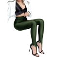 thumbnail image 1 of Women'S High Waist Shiny Stirrup Skinny Stretch Leggings Green M, 1 of 8