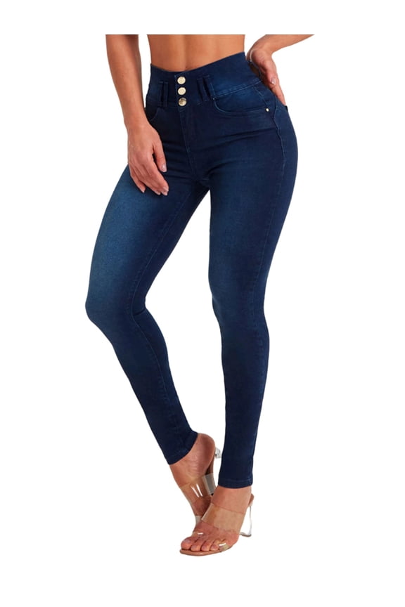 Women'S High Waist Skinny Stretch Jeans Shaping Butt Lifting Denim Pants Dark Blue S